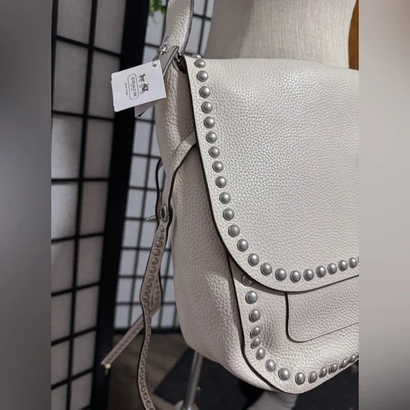 Coach Dakotah Leather Crossbody White Studded Women's Bag - Picture 3 of 6